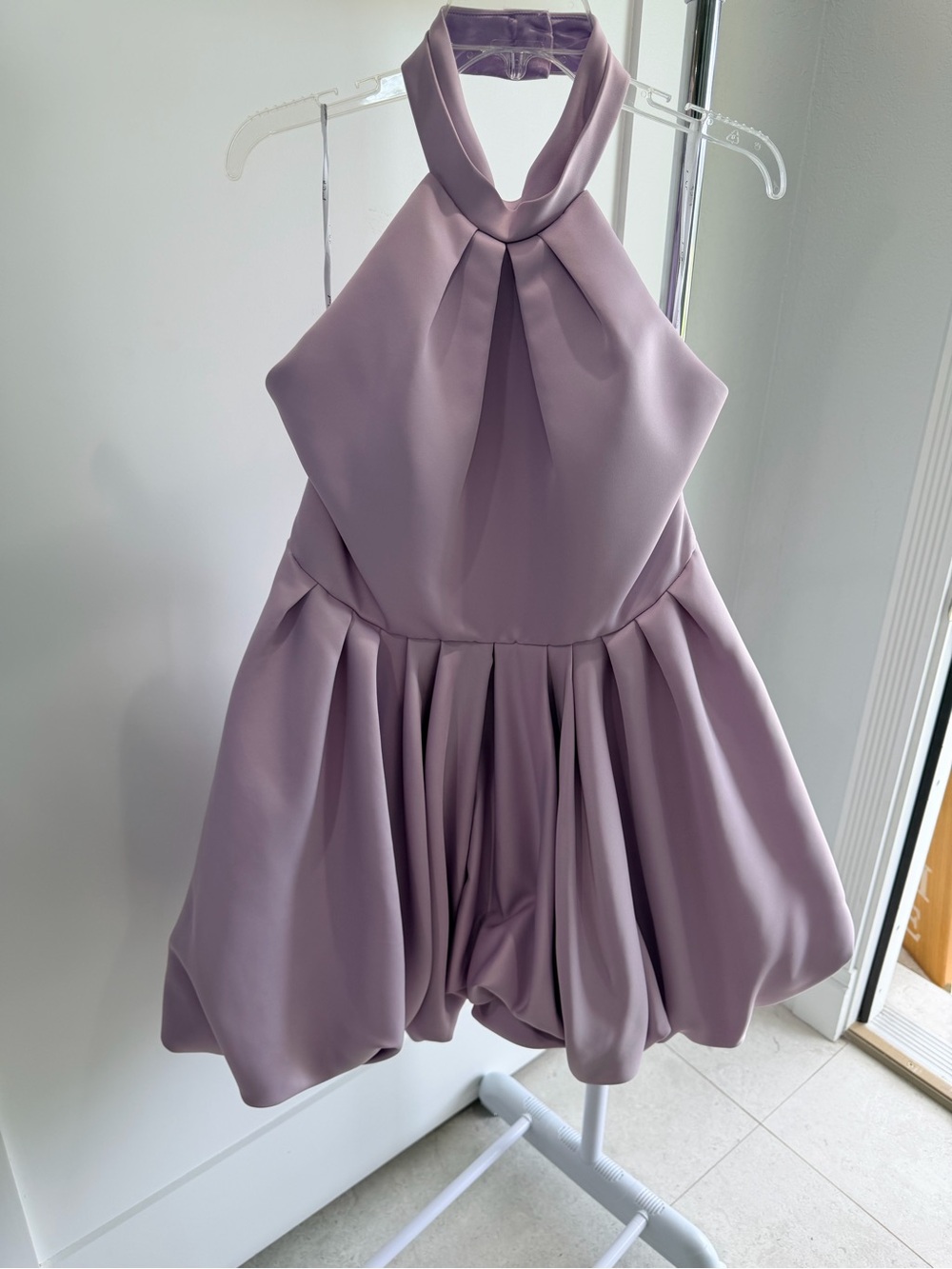 Mac Duggal Lilac Halter Bubble Skirt Dress